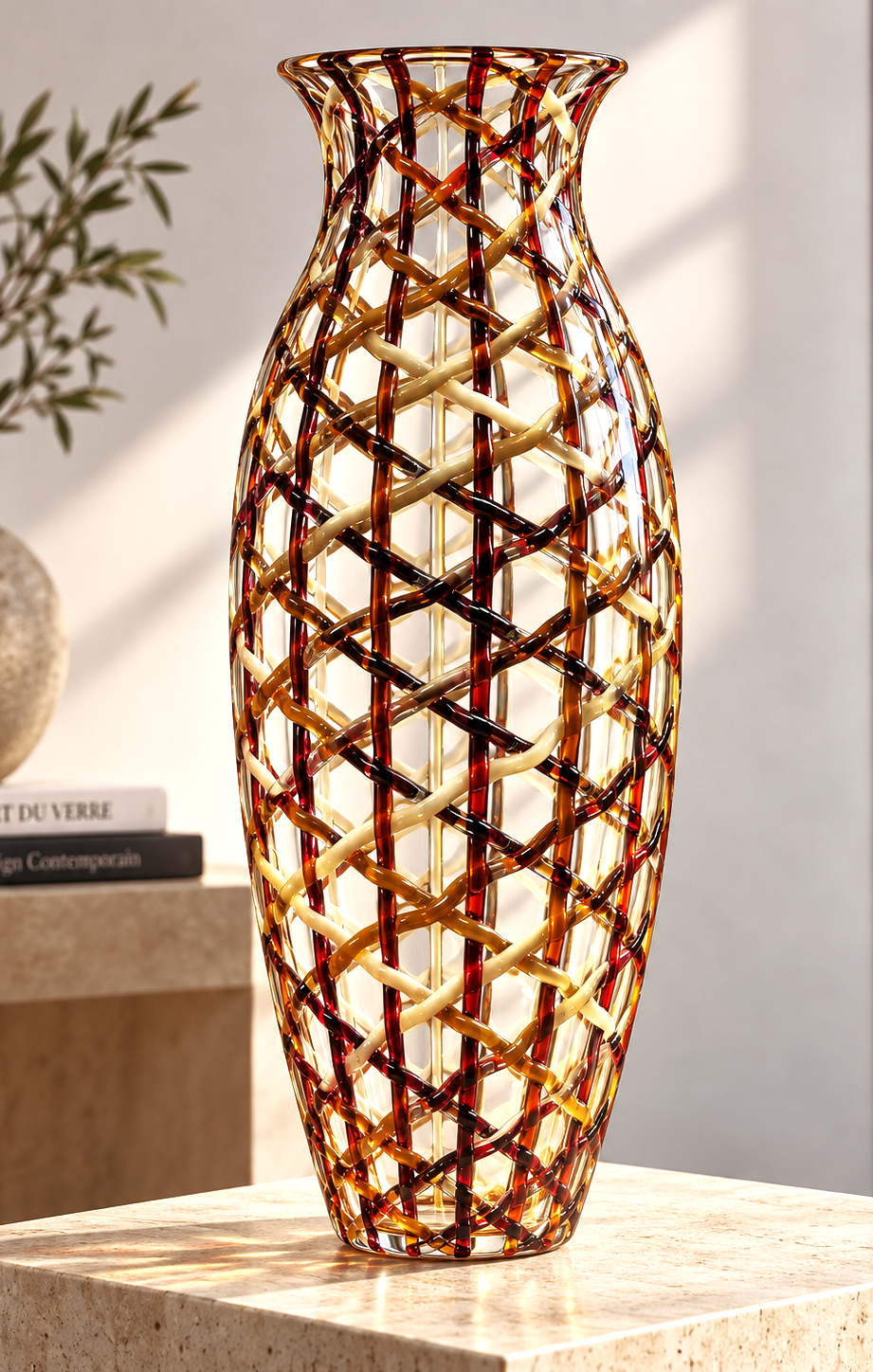 Vase Grillage Rouge et Miel-1093€