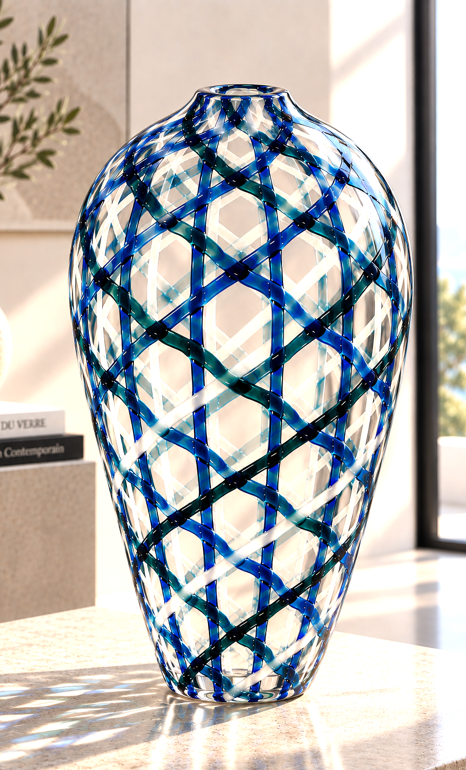 Vase Grillage Bleu et miel